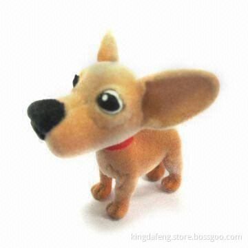 Promotional Toy, Mini Dog with Big Head, PVC Flocking